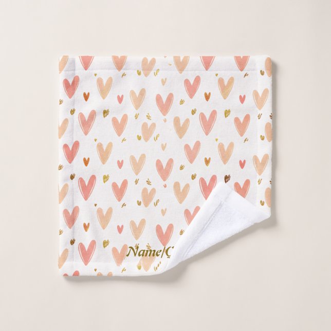 Motif sans couture de cœurs roses tendres (Gant de toilette)