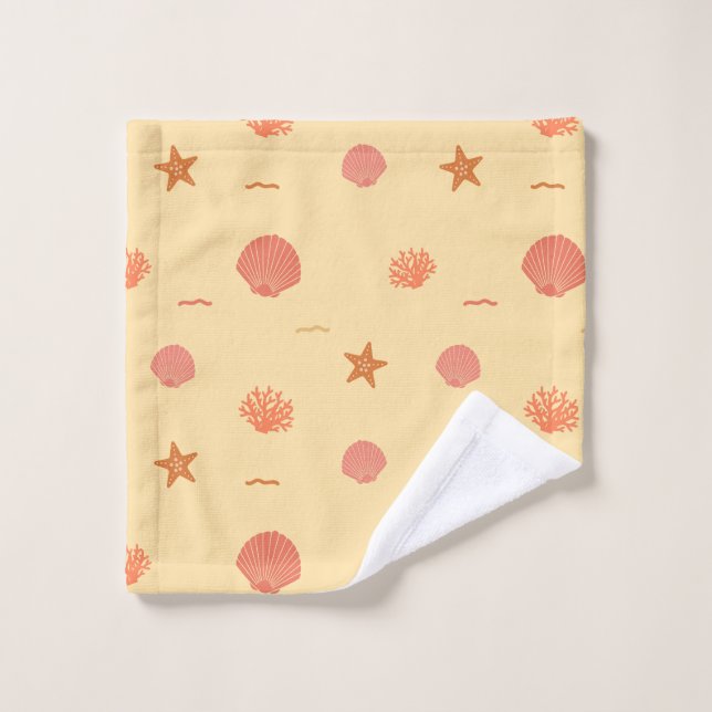 Motif sans couture de coquillage de récif corallie (Gant de toilette)