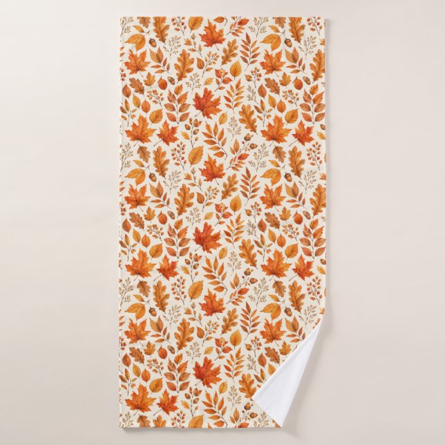 Motif sans couture de feuilles d'automne chaudes (Serviette de bain)