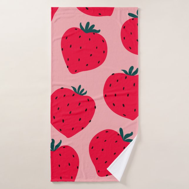 Motif sans couture de fraise moderne. Big red roun (Serviette de bain)
