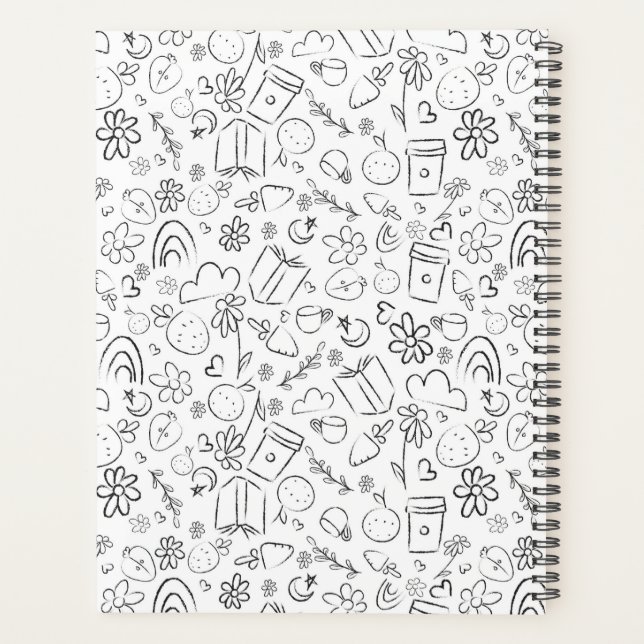 Motif sans couture de gribouillages mignons noir e (Dos)