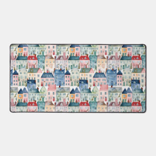 Motif sans couture de maisons de Noël à l'aquarell
