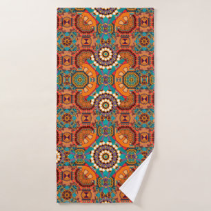 Motif sans couture de mandalas peintes en marron,