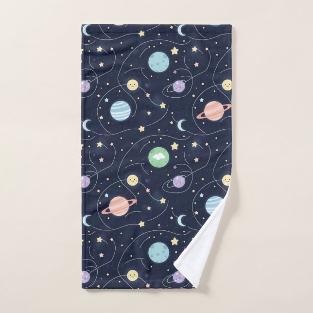 Motif sans couture de planètes du système solaire (Serviette à main)