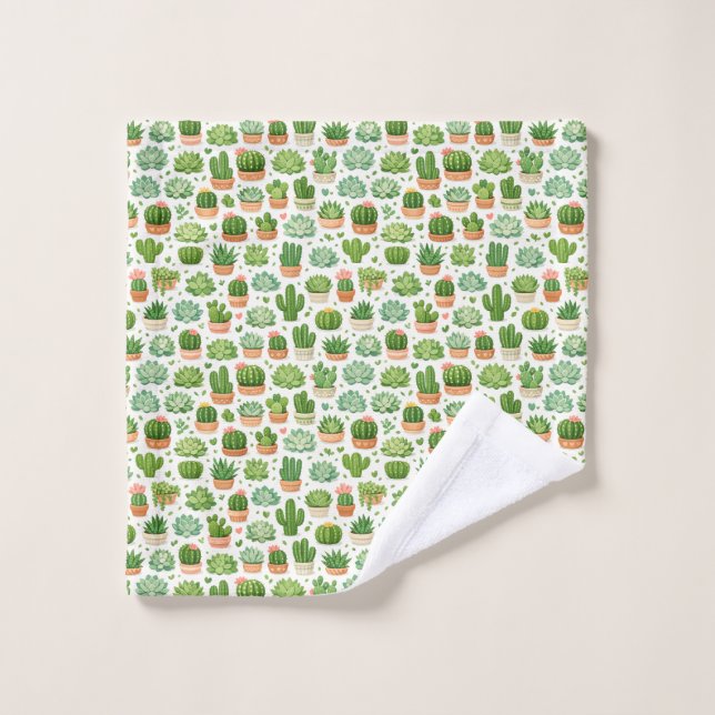 Motif sans couture de plante succulente mignonne (Gant de toilette)
