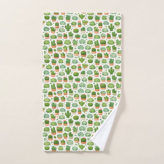 Motif sans couture de plante succulente mignonne (Serviette à main)
