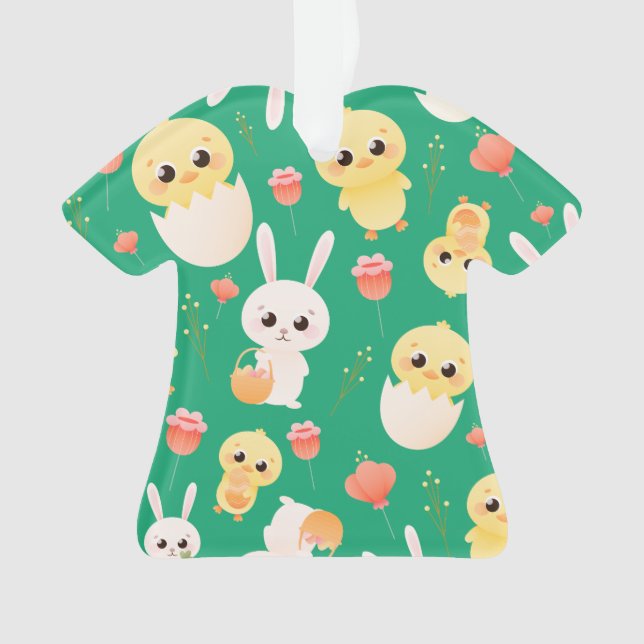 Motif sans couture de poussins et de lapins de Pâq (devant)
