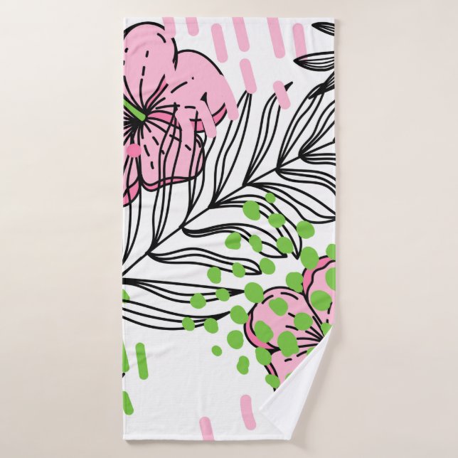 Motif sans couture d'éléments tropicaux, dessiné à (Serviette de bain)