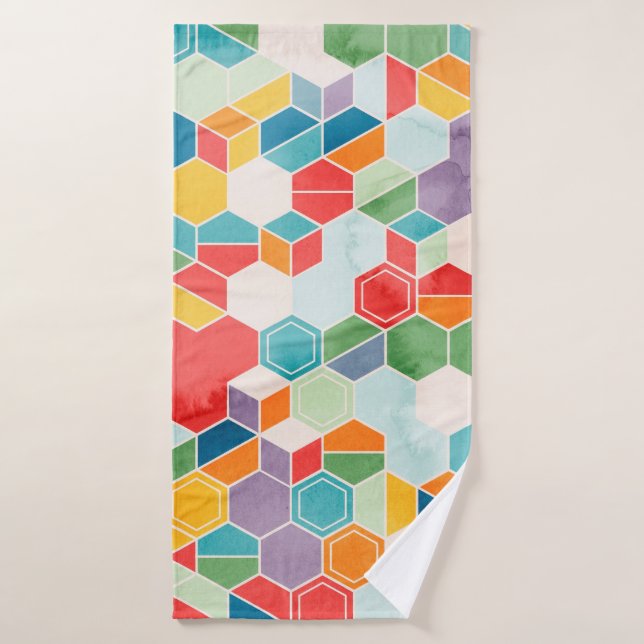Motif sans couture d'hexagones en couleurs aléatoi (Serviette de bain)