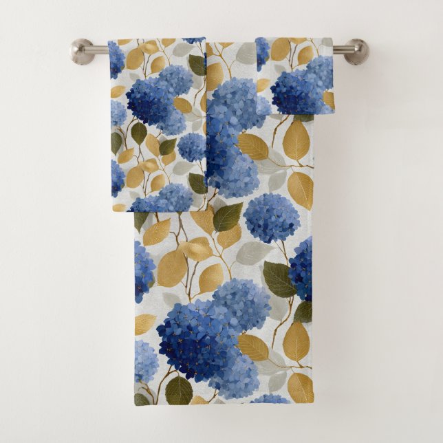 Motif sans couture d'hortensia bleu élégant (En situation)