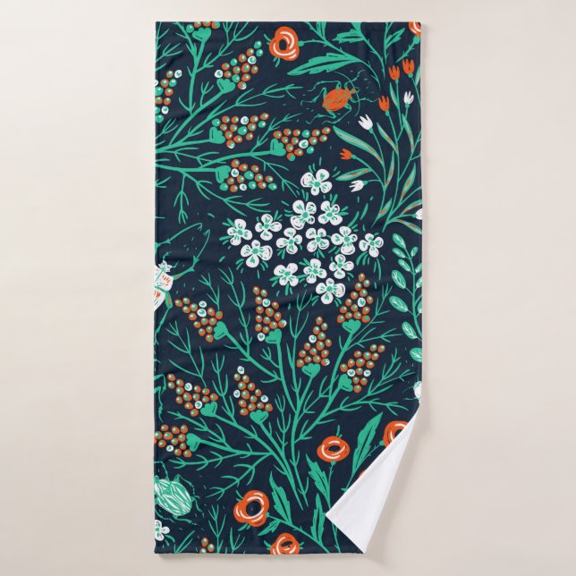  motif sans couture fleurie avec fleurs d'été et c (Serviette de bain)