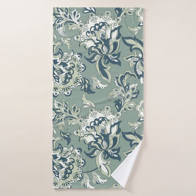 motif sans couture fleurie ethnique. batik folklor (Serviette de bain)
