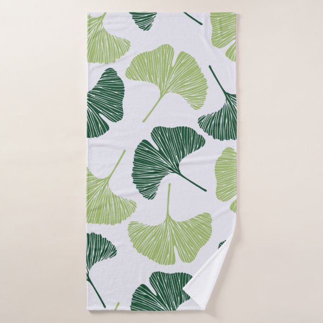 Motif sans couture Green ginkgo biloba  (Serviette de bain)