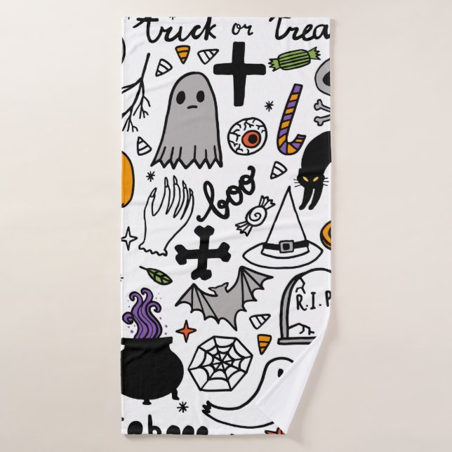 Motif sans couture Halloween. Arrière - plan vinta (Serviette de bain)