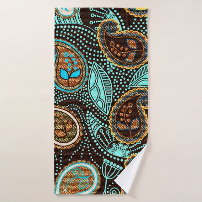 Motif sans couture Paisley, effet de texture jean  (Serviette de bain)