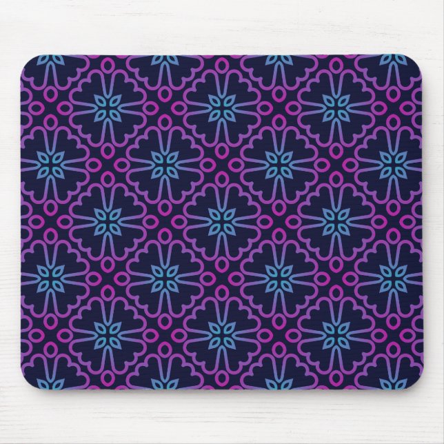 motif sans couture rose cyan sur tapis de souris (Devant)