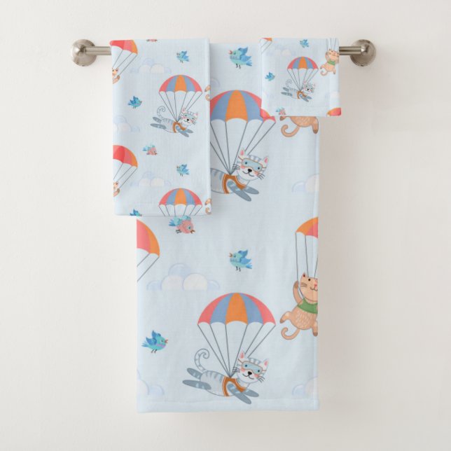 Motif sans couture Skydiver Cat (En situation)