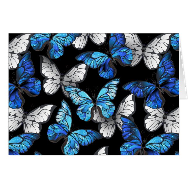 Motif sans couture sombre avec Morpho papillons bl (Devant Horizontal)