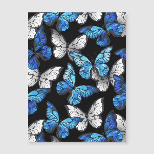 Motif sans couture sombre avec Morpho papillons bl (Devant)