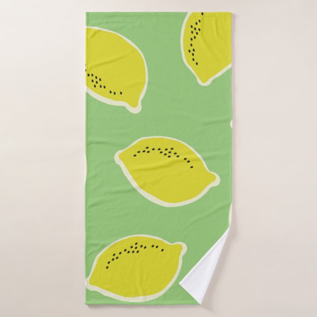 Motif sans soudure à la main avec citrons en jaune (Serviette de bain)