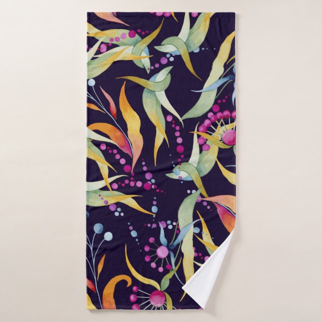 motif sans soudure composée de différents plantes, (Serviette de bain)