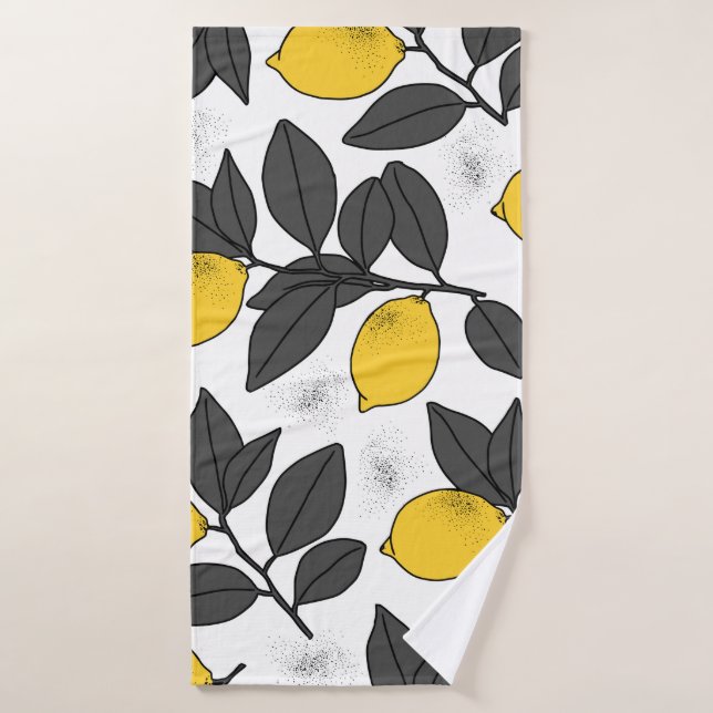 Motif sans soudure tropicale avec citrons jaunes.  (Serviette de bain)