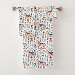 Motif scandinave d'art populaire de cheval