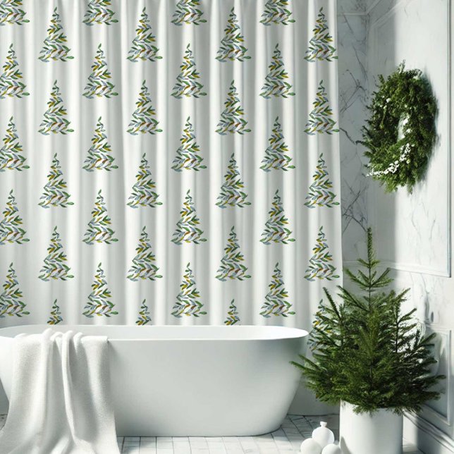 Motif scandinave de l'arbre de Noël de rideau de d (Scandinavian Christmas shower curtain features a Christmas tree pattern art and design by Victoria )