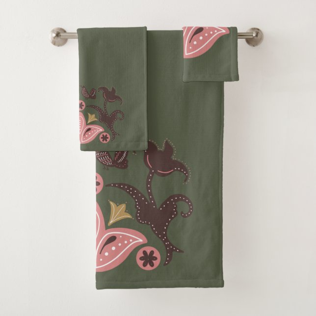 Motif scandinave vert et rose (En situation)