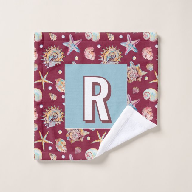 Motif Seashell & Starfish sur Arrière - plan Maroo (Gant de toilette)