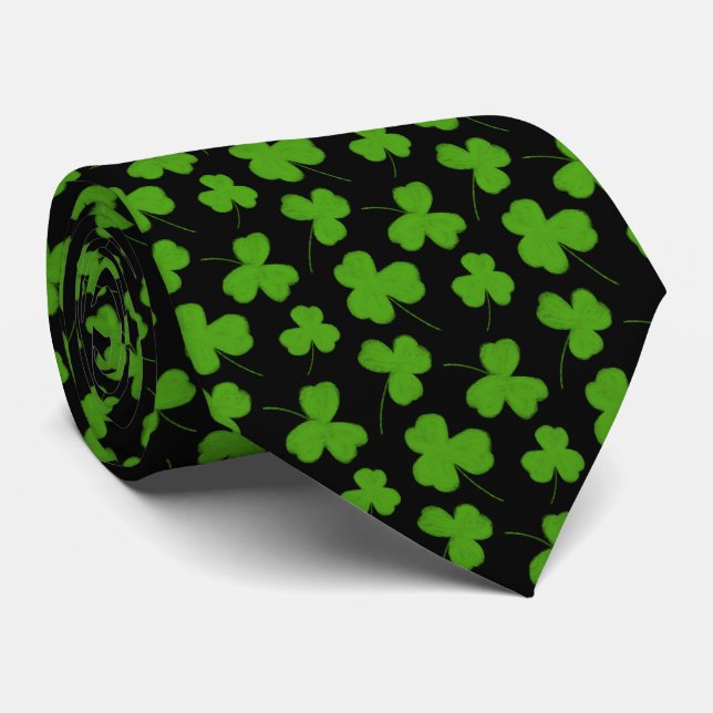 Motif Shamrock noir Cravate (Roulé)