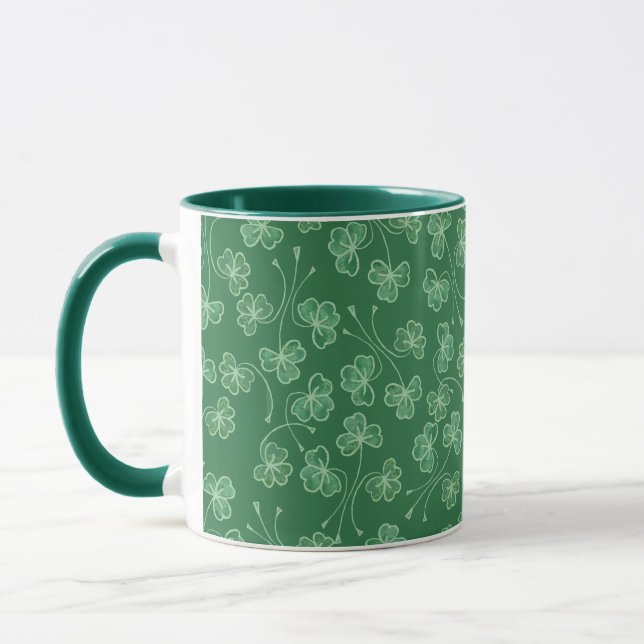 Motif Shamrock vert foncé Ringer Mug (Gauche)