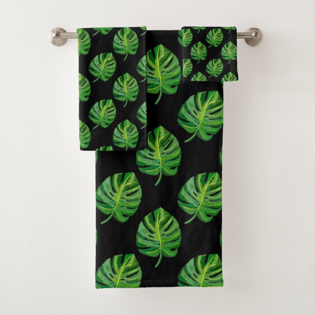 Motif simple de feuille de Monstera verte sur fond (En situation)