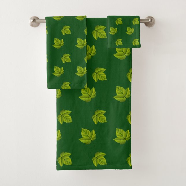 Motif simple de feuille verte sur fond vert forêt (En situation)