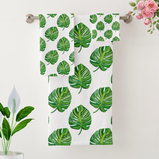 Motif simple feuille de Monstera sur fond blanc (Créateur téléchargé)