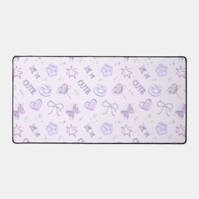 Motif Smiley Violet Pastel Mignon Holographique Y2 (Recto)
