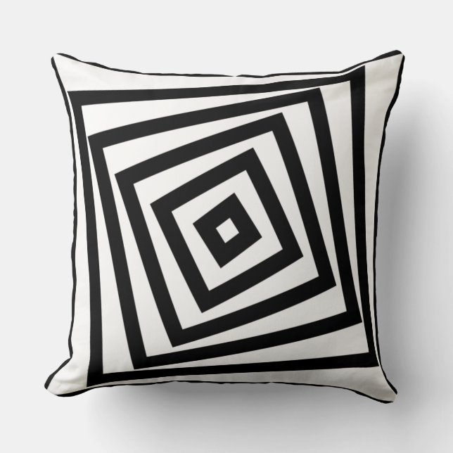 Motif Spiral Boîte Noire Et Blanc - Oreiller (Recto)
