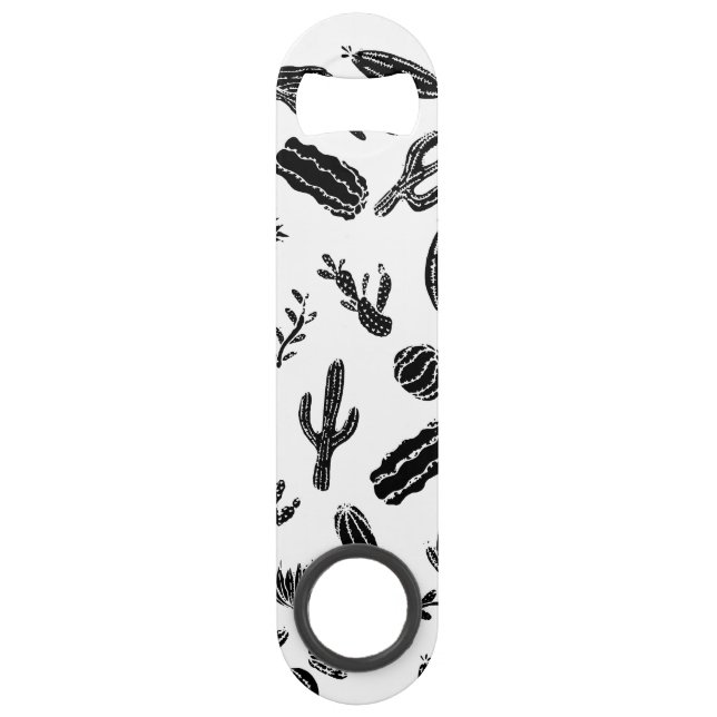Motif succulent noir et blanc moderne de cactus (Devant)