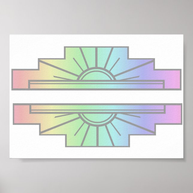 Motif Sunburst Art Déco à Pastels (Devant)