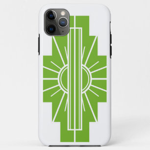 Motif Sunburst Art Déco en blanc et Coque Lime-M