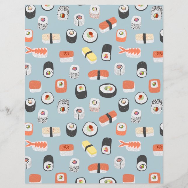 Motif Sushi Mignon Papier de Scrapbook Double Face (Devant)