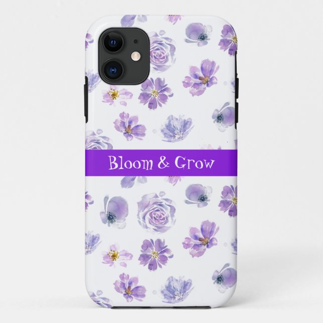 Motif tendance fleurs violettes coque iphone (Dos)