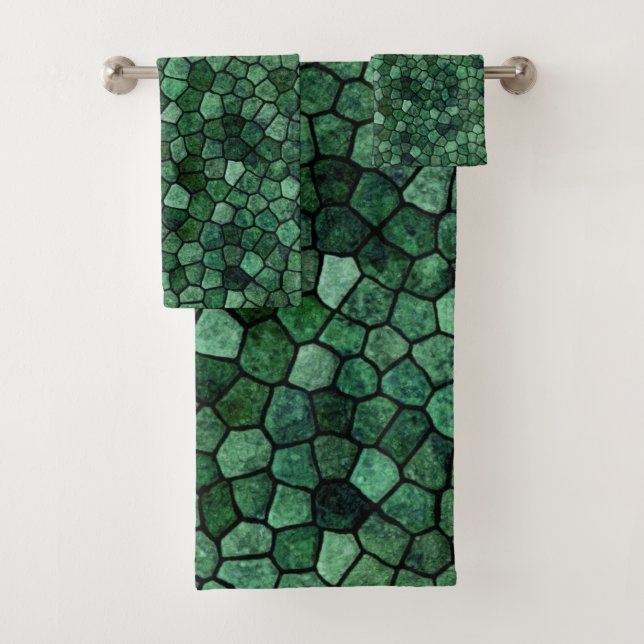 Motif Terrazzo Patchwork Pavé Vert Jade (En situation)