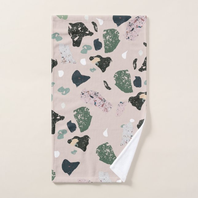 Motif Terrazzo Vert (Serviette à main)