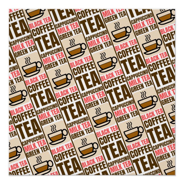 MOTIF THÉ CAFÉ, Poster brillant (Devant)