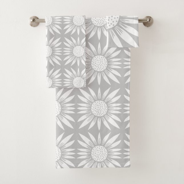 Motif Tile blanche gris tournesol (En situation)