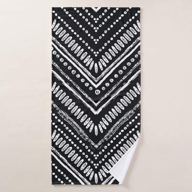 Motif tiré à la main. Zigzag et ligne striée, trib (Serviette de bain)