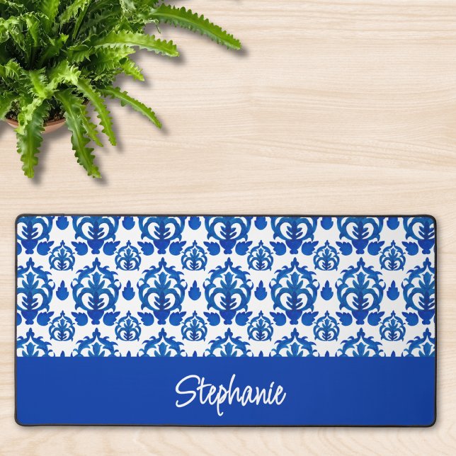 Motif Toile de Jouy Bleu Monogramme Nom (Créateur téléchargé)