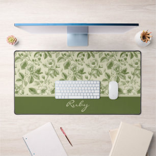 Motif Toile Floral Vintage Vert