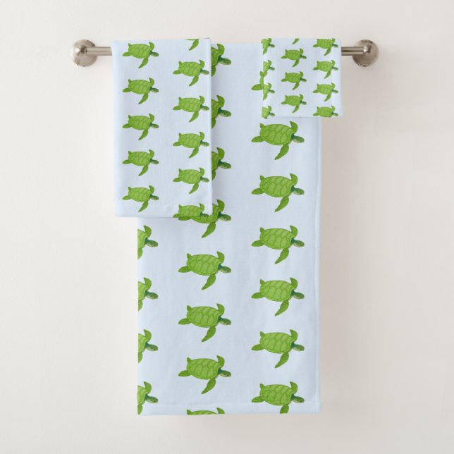 Motif tortue de mer sur fond bleu clair (En situation)